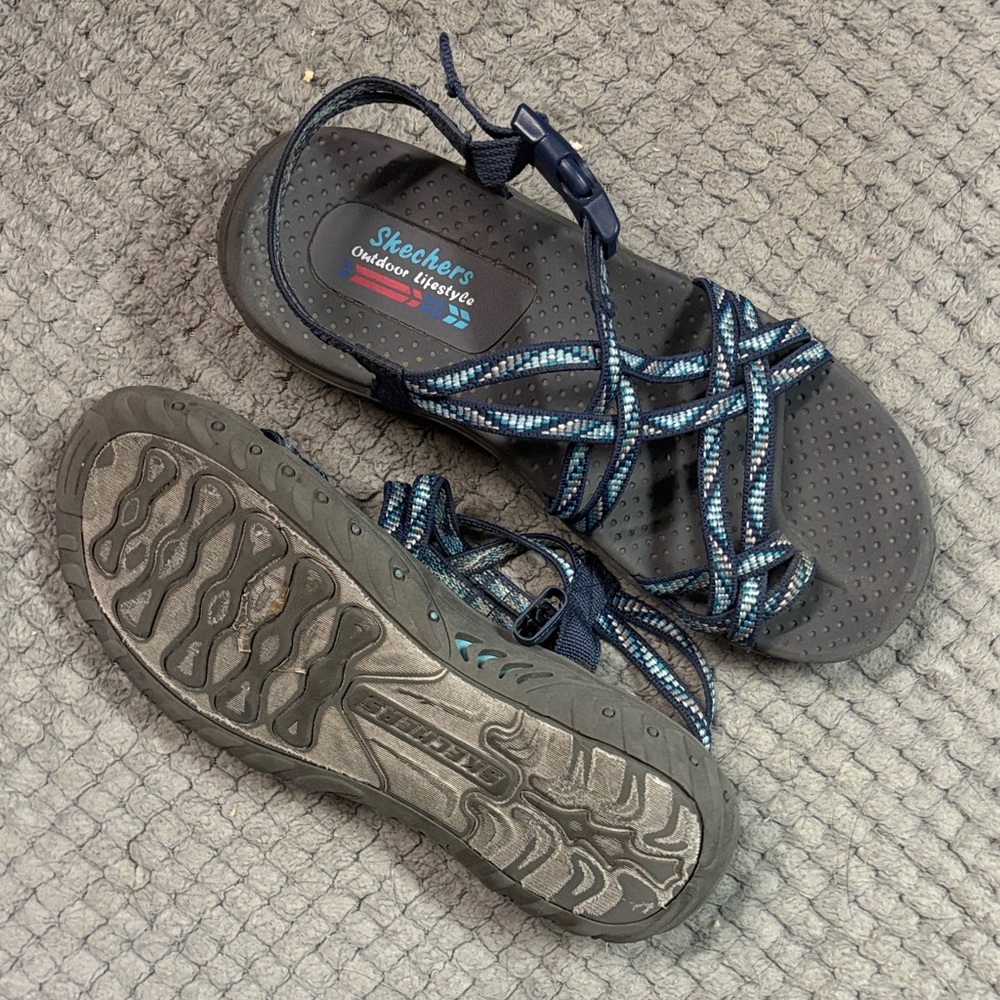 Skechers Navy and Light Blue Strappy Sandals